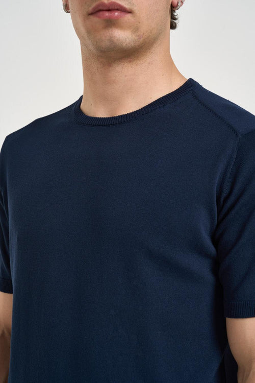 T-shirt uomo in maglia blu navy - 2