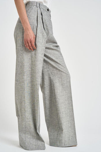 Pantalone donna gamba larga grigio mélange - 4