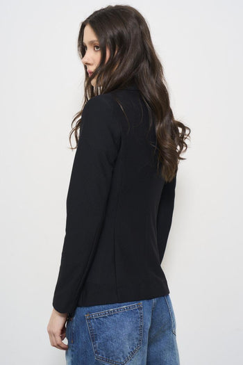 Women's black single breasted jacket - 4