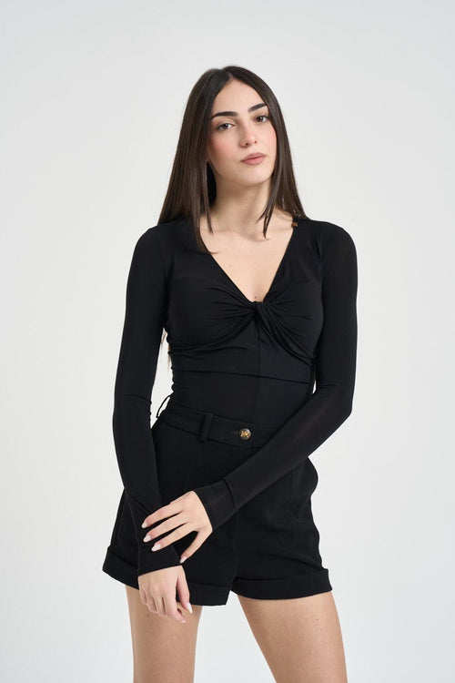 Body donna scollo a V nero