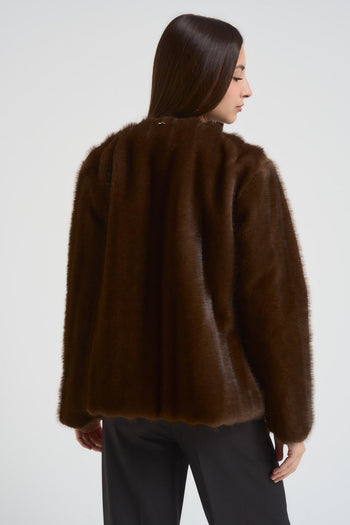 Ecopelliccia donna girocollo moro - 3