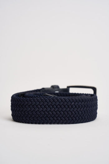 Cintura uomo in tessuto blu intrecciata - 3