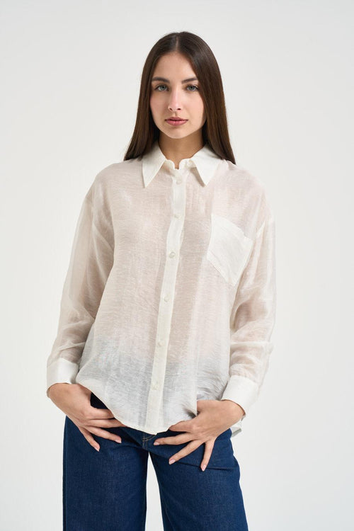 Camicia donna semitrasparente bianca