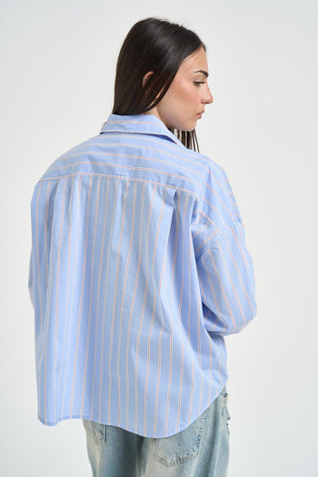 Camicia donna a righe celeste - 3
