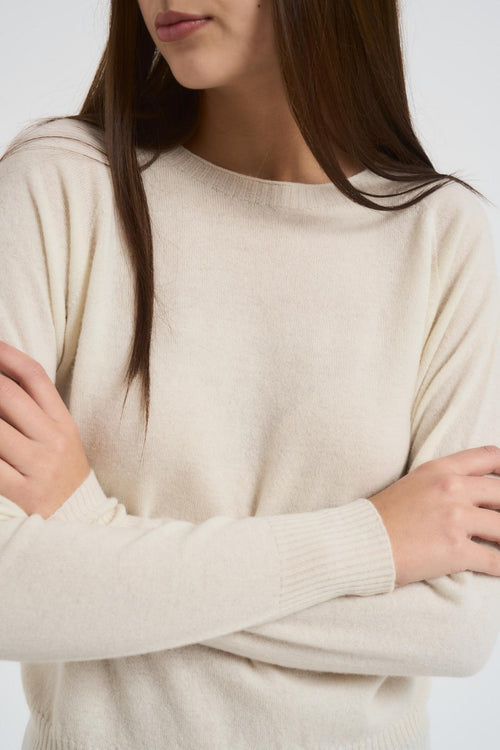 Maglia donna girocollo panna - 2