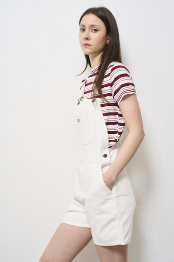 Salopette donna in denim bianco - 3