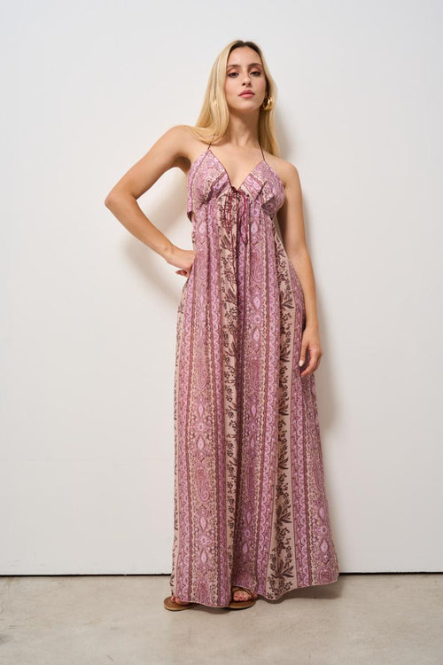 Abito donna lungo floreale rosa