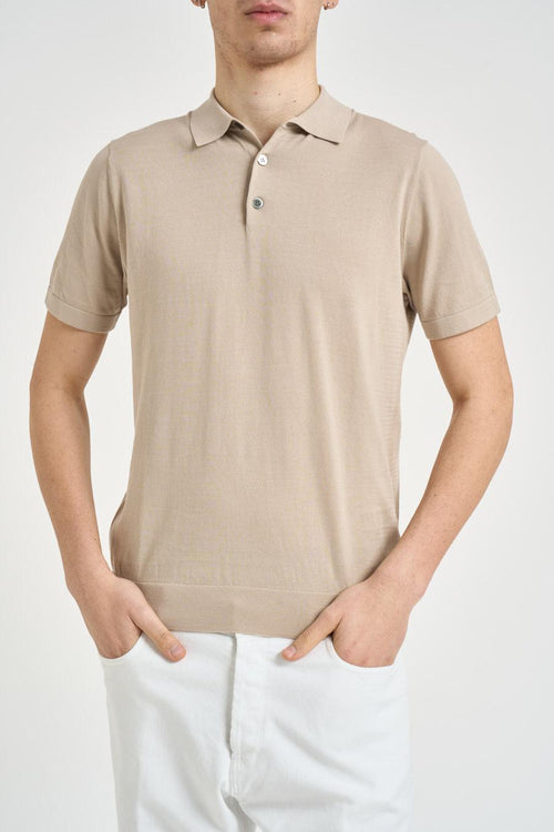 Polo uomo in maglia beige