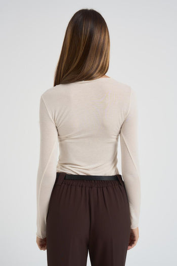 T-shirt donna girocollo panna - 3