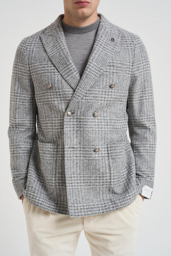 Giacca uomo doppiopetto a quadretti grigia - 4