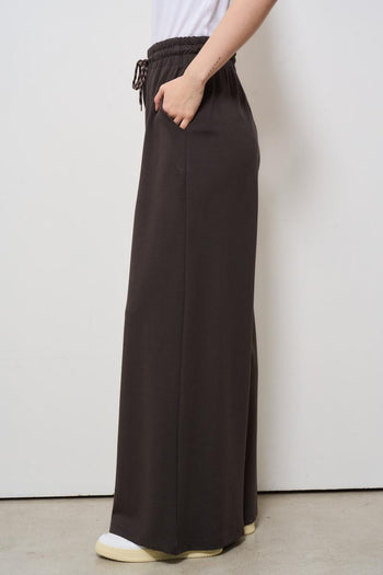 Pantaloni donna marrone a palazzo - 3