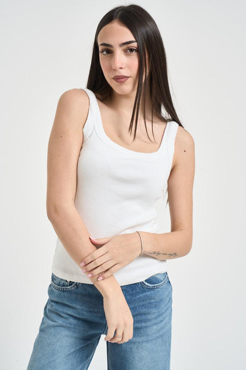 Top donna in cotone bianco