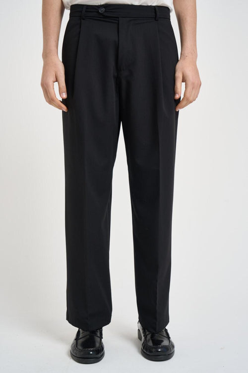Pantalone uomo con pinces nero - 2