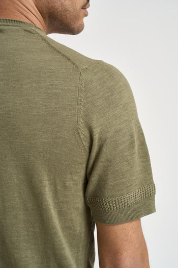 T-shirt uomo in maglia verde militare - 4