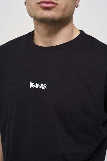 T-shirt uomo nera con stampa sul retro bianca - 3