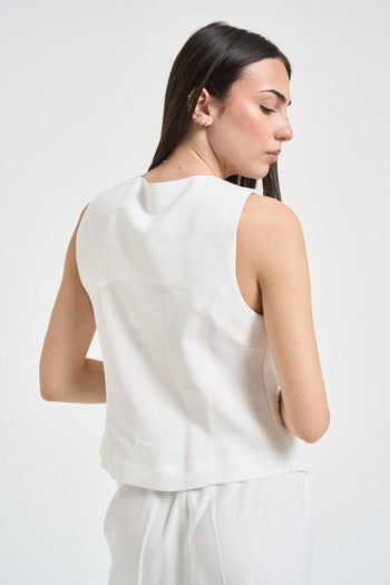 Abito con gilet e pantalone bianco - 4