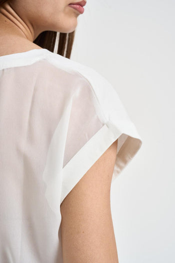 T-shirt donna con retro semitrasparente bianca - 4