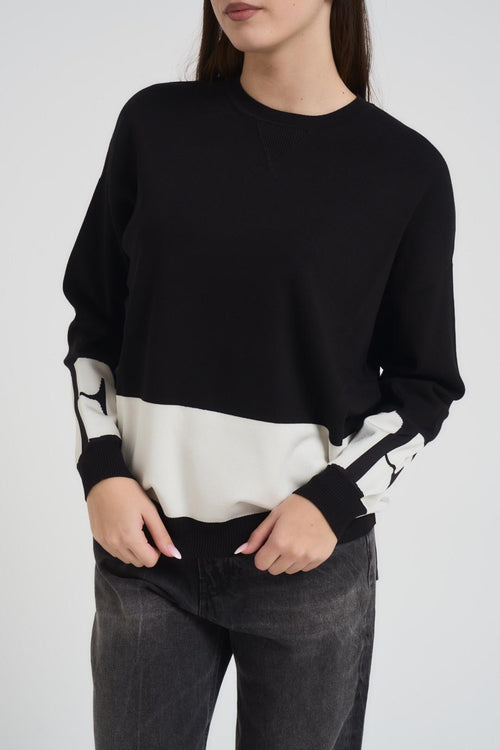 Maglia donna girocollo nera e bianca