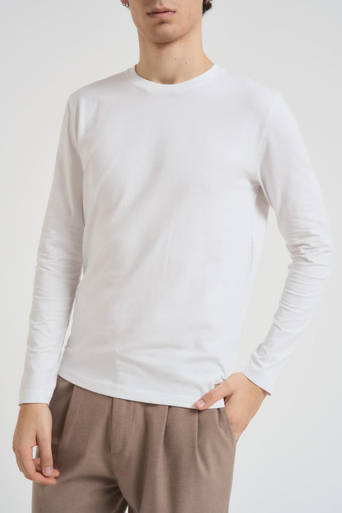 T-shirt uomo girocollo manica lunga bianca