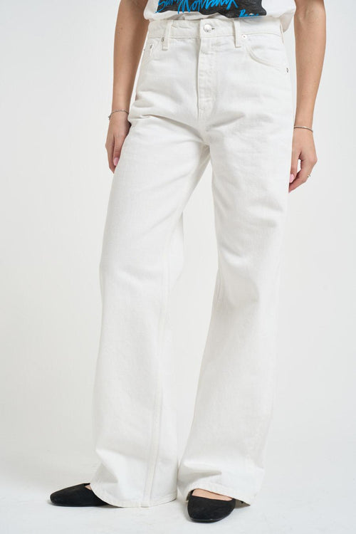 Jeans donna wide leg in denim bianco