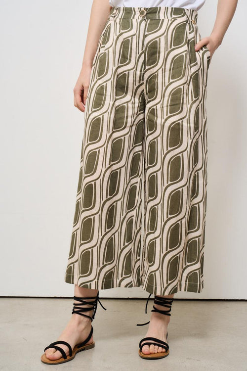 Pantalone donna in fantasia verde