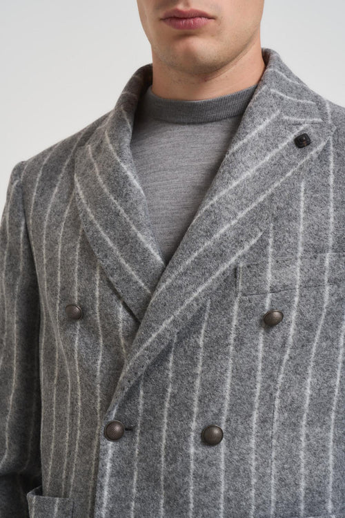 Giacca uomo doppiopetto gessata grigia - 2