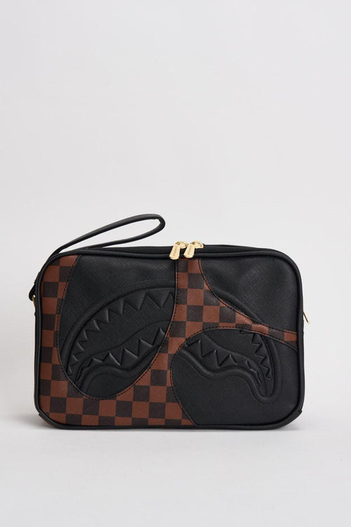 Pochette uomo check marrone e nero