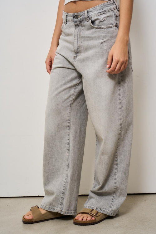 Jeans donna baggy grigio - 2