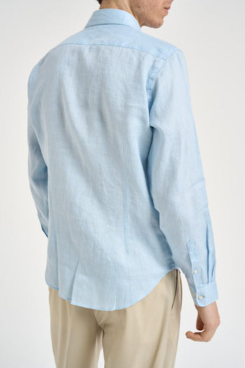 Camicia uomo in lino celeste - 5