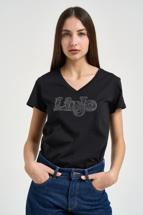 T-shirt donna con logo nera