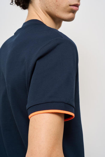 T-shirt uomo girocollo blu e arancione - 5