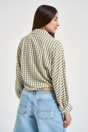 Camicia donna a quadretti verde - 4