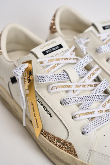 Sneakers donna SK8 bianche e glitter oro - 4