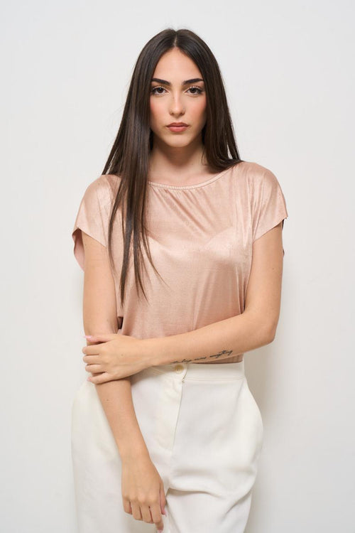 T-shirt donna girocollo oro rosa