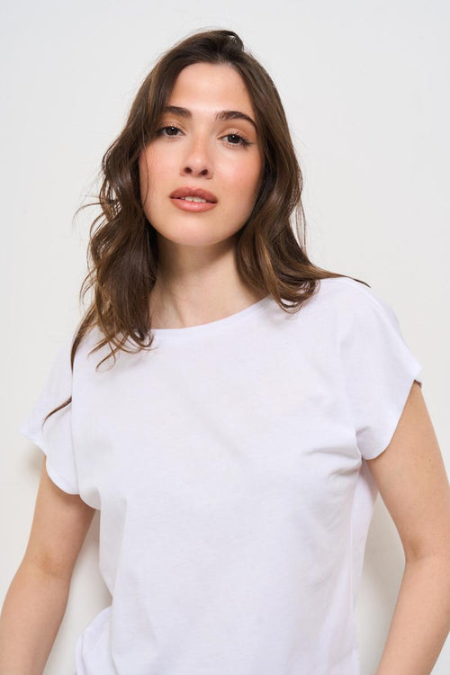 T-shirt donna girocollo bianca - 2