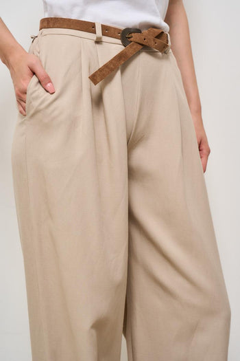 Pantalone donna a palazzo beige - 6