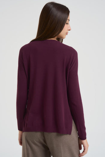 Maglia donna scollo a barca melanzana - 3