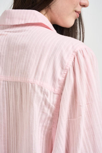 Camicia donna con manica a sbuffo rosa<BR/> - 4