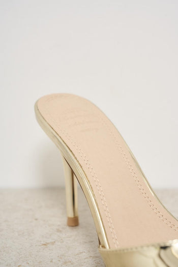 Gold women's sandal with heel - 5