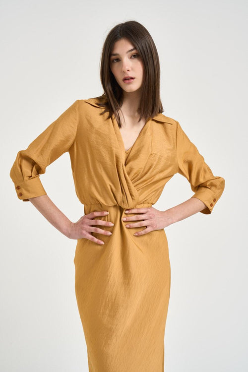 Abito donna scollo a V ocra - 2