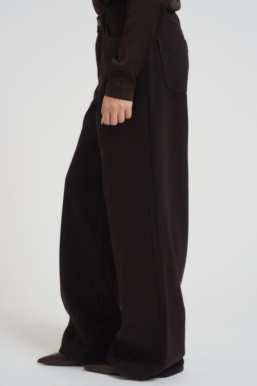 Jeans donna a palazzo in denim marrone - 2