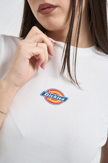 T-shirt donna girocollo bianca con logo - 3