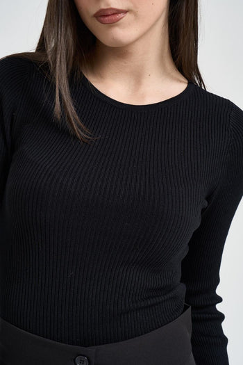Maglia donna a costine nera - 4