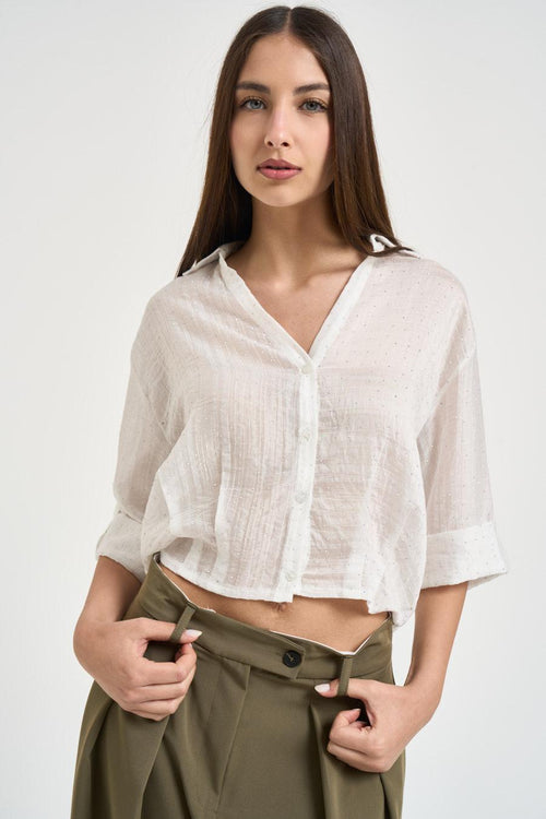 Camicia donna cropped bianca - 1