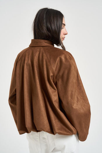 Bomber donna in suede cuoio - 4