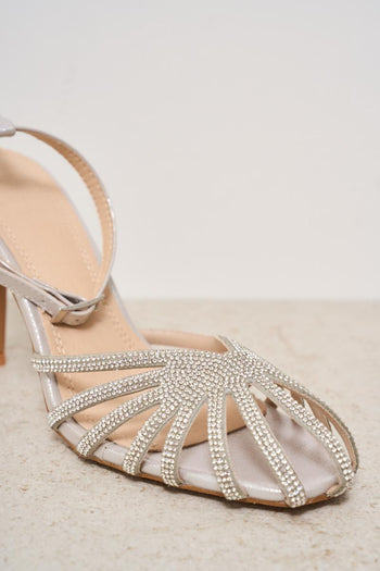 Scarpa con tacco silver con strass - 4