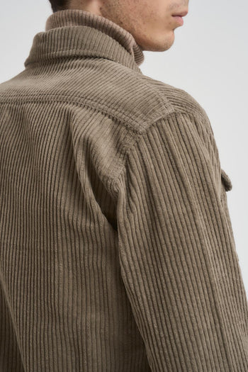 Camicia uomo a costine tortora - 5