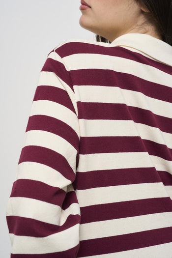 Polo donna a righe bordeaux - 6