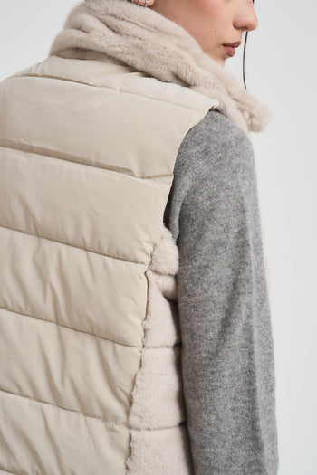Gilet donna in ecopelliccia beige - 5
