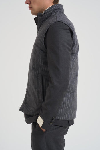 Gilet piumino uomo gessato grigio - 4